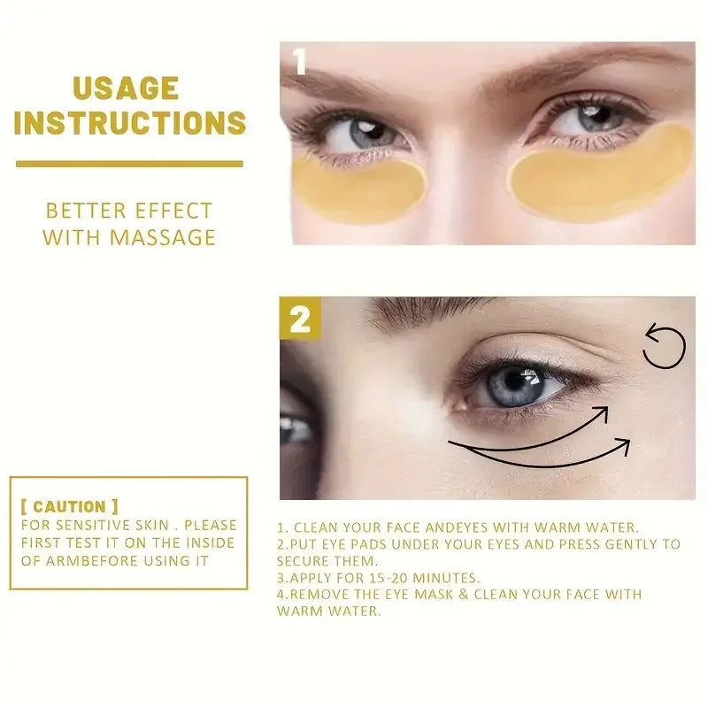 24K Gold Collagen Eye Masks – Reduce Dark Circles, Puffiness & Fine Lines (60 Patches)