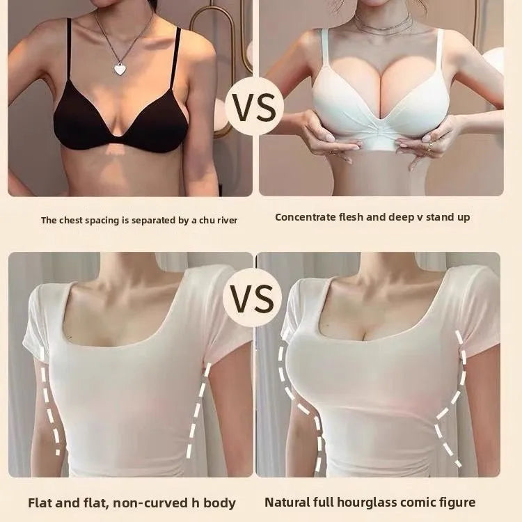 Women's 10CM Extreme Push Up Bra for AA/A Cup | Anti-Sagging Side-Smoothing Wireless Bra | Seamless Invisible T-Shirt Bra for Small Bust (32–38 / 70–85)