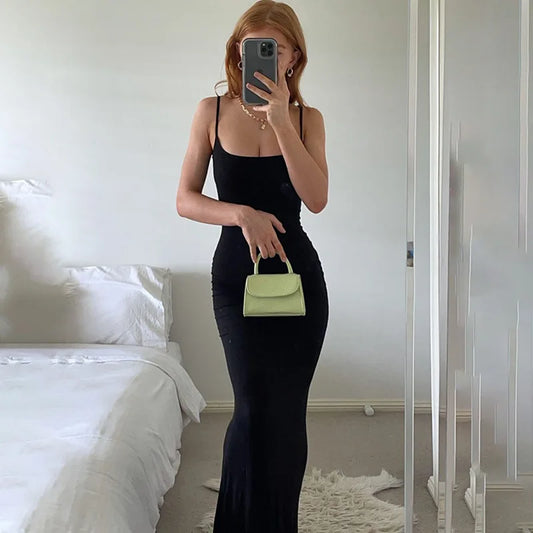 Satin Slip Maxi Dress – Sleeveless Backless A-Line Floor Length