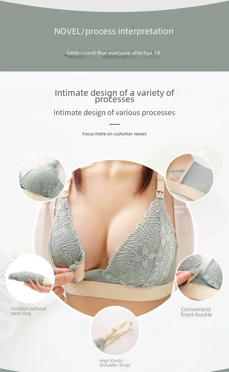 Wire-free Thin Breastfeeding Bra Comfortable Gathered Pregnancy Postpartum Breastfeeding Front Opening Pregnant Women Chest Wrap