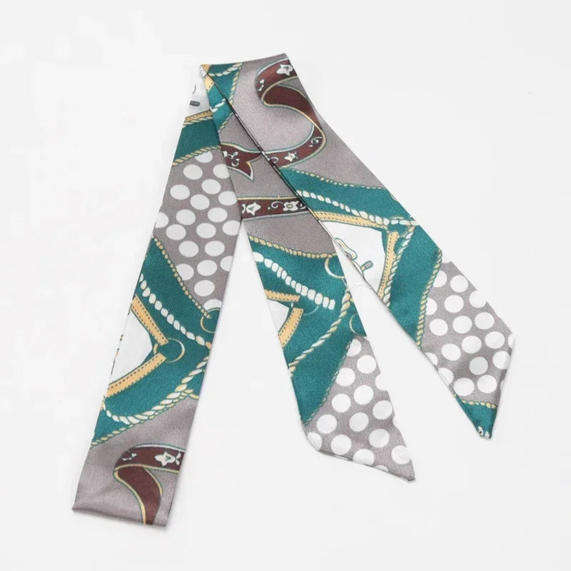 Skinny Scarf Hair Small Women Simple Style Handle Ribbon Fashion Printing Hairband Headscarf Beautiful Scarves Bags for Women