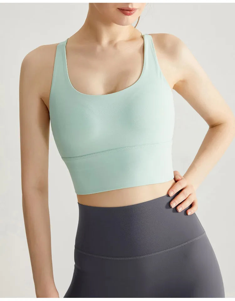 Fixed Pad Sports Bra Underwear High-strength Professional Shockproof  Running Bra Gym Push Up Lingerie Yoga Fitness Bra