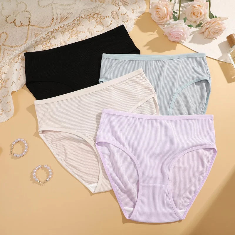 4-Pack Lace Mesh French-Cut Briefs – Semi-Sheer Breathable Underwear for Women (S–XL, 7 Color Sets)