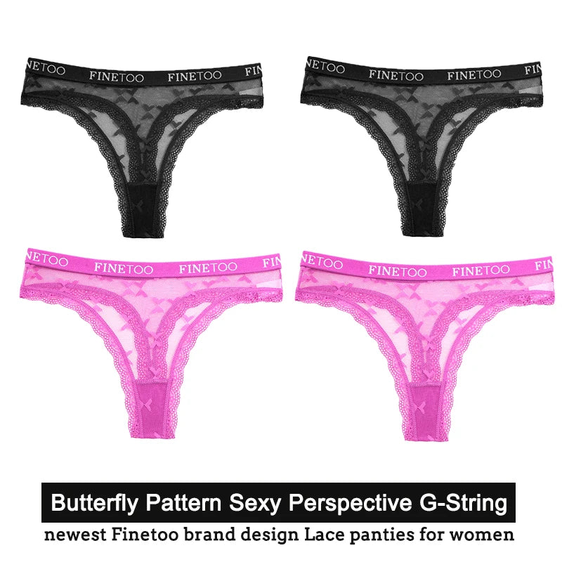 Women's Floral Lace G-String Thongs – 4-Piece Set | Butterfly T-Back Sexy Underwear (S–XL)
