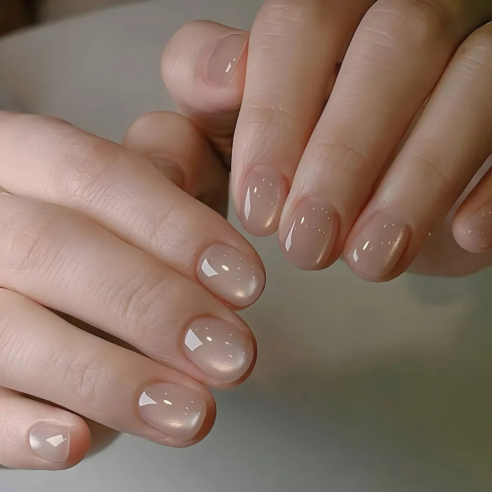 Short Almond Cat Eye Press-On Nails - Glossy Glitter, 24-Piece Set