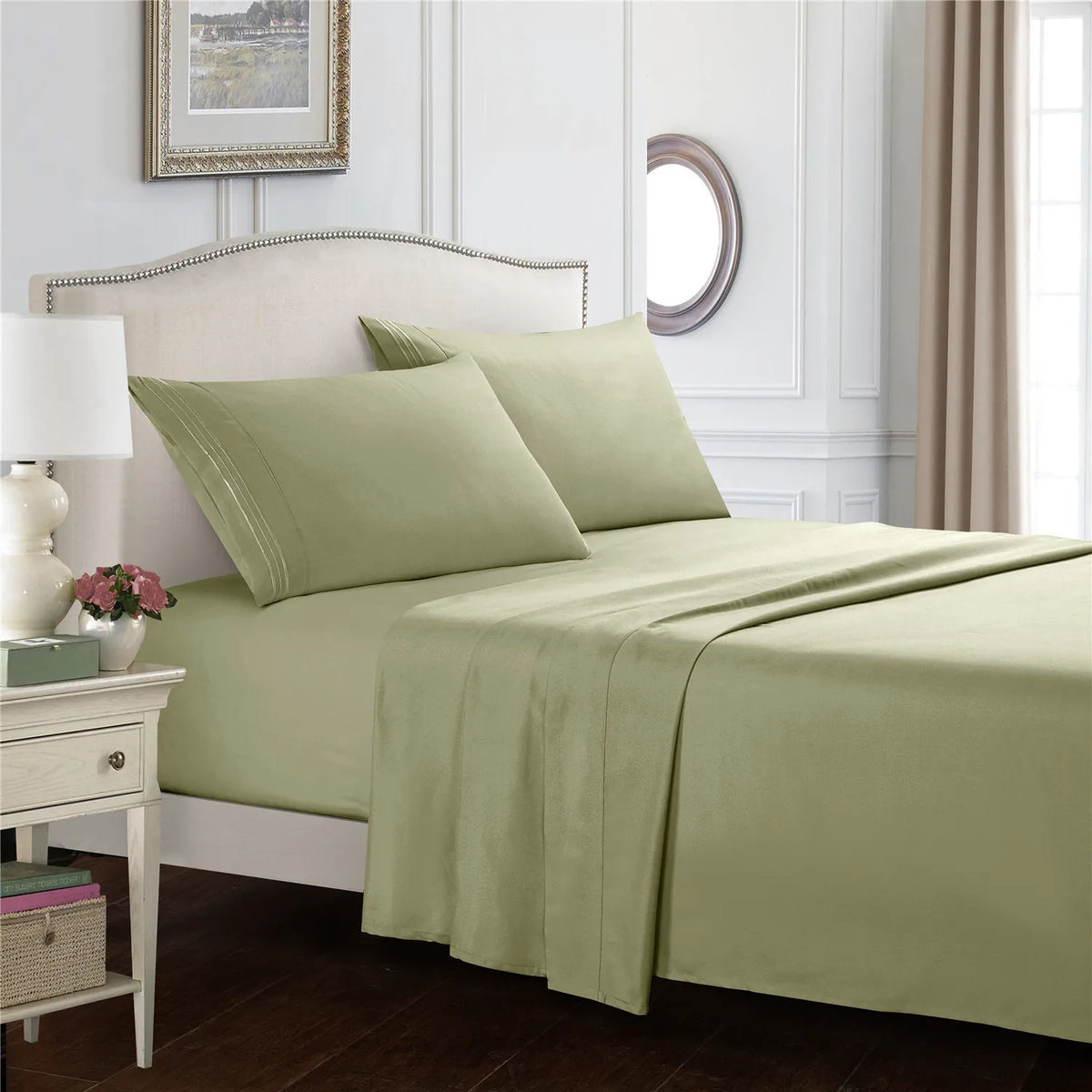 4-Piece Brushed Microfiber Bed Sheet Set with Deep Pockets