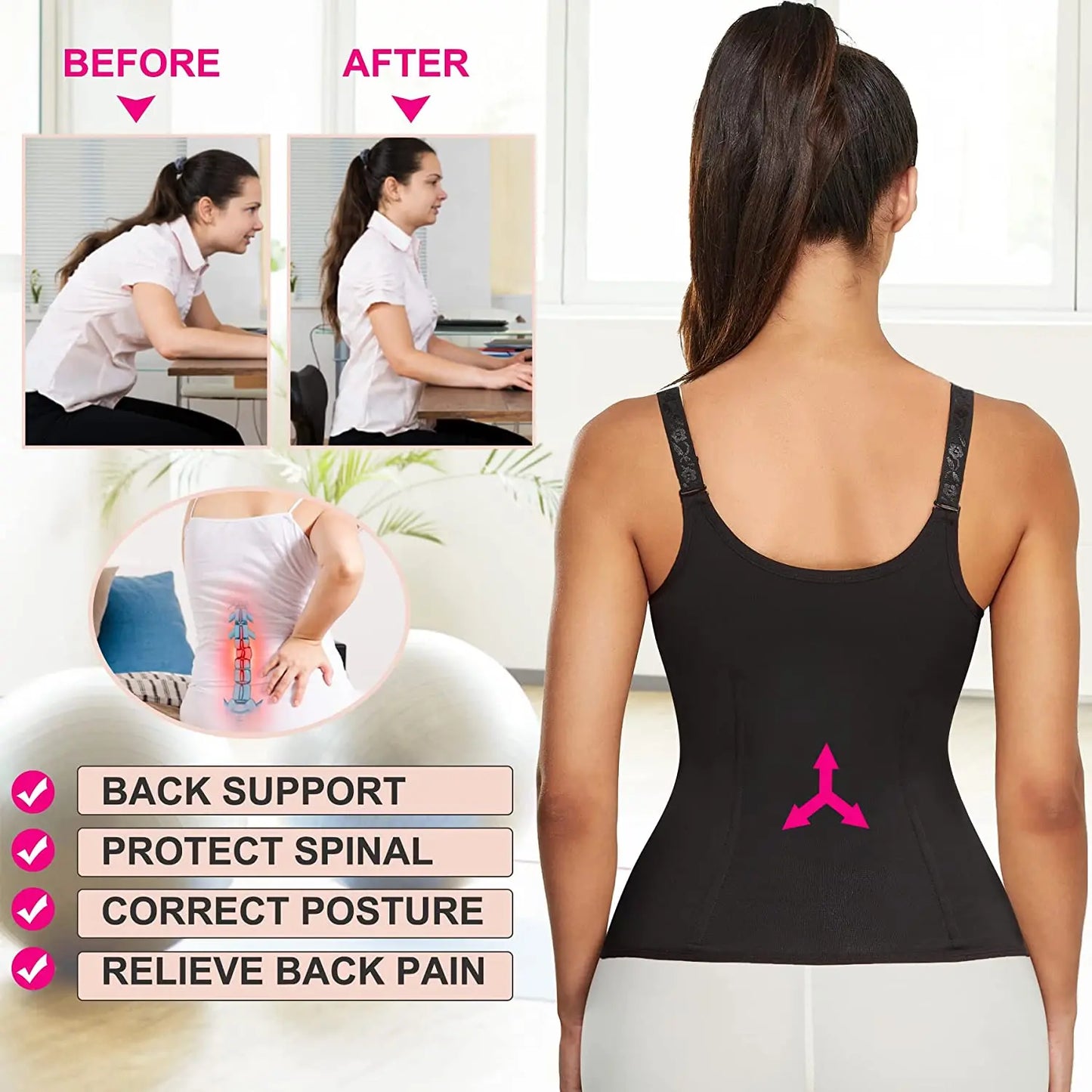 Women Waist Trainer Corset Zipper Vest Body Shaper Cincher Shapewear Slimming Belt Sports Girdle Neoprene Sauna Tank Top