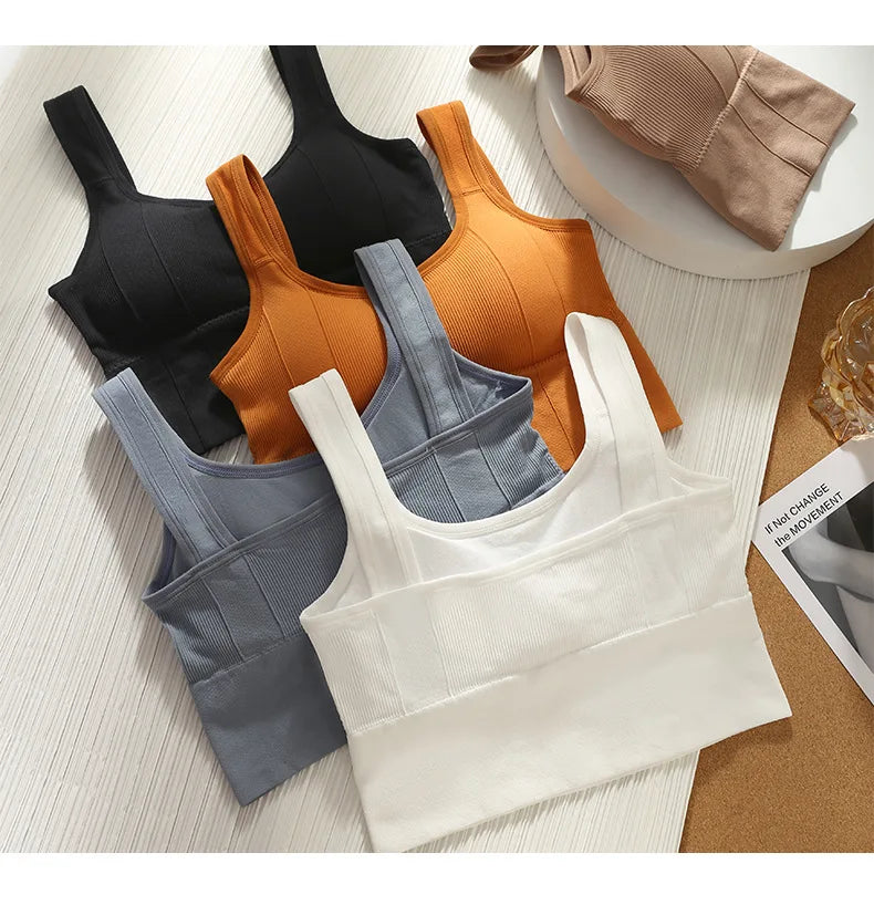 Women's Letter Print Bandeau Sports Bra – Wire-Free Padded Top | Gym Yoga Sleep