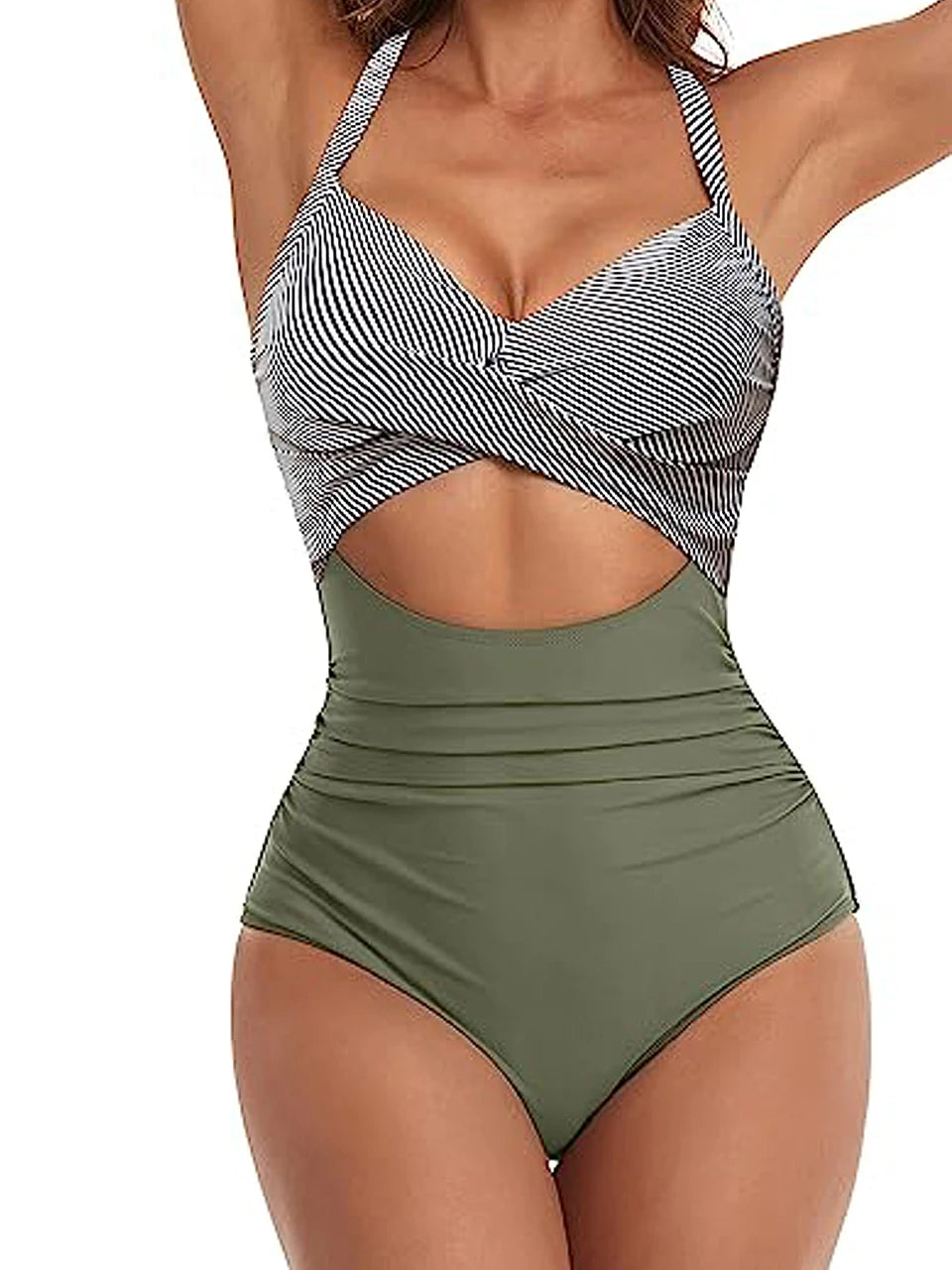 Ruched One-Piece Swimsuit for Women – Solid Color Bodysuit | Adjustable Straps | S–XXL