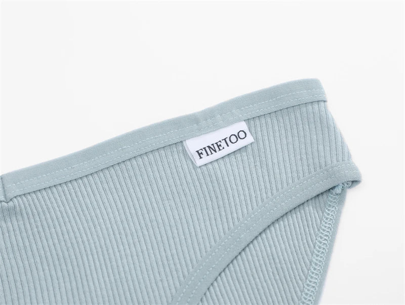 FINETOO 7Pcs Cotton M-3XL Striped Underwear Women's Breathable Panties Sexy V Waist Comfortable Briefs Ladies Low Waist Lingerie