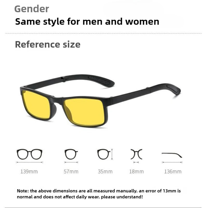 Foldable Rectangular Glasses | Orange & Red Lens Options