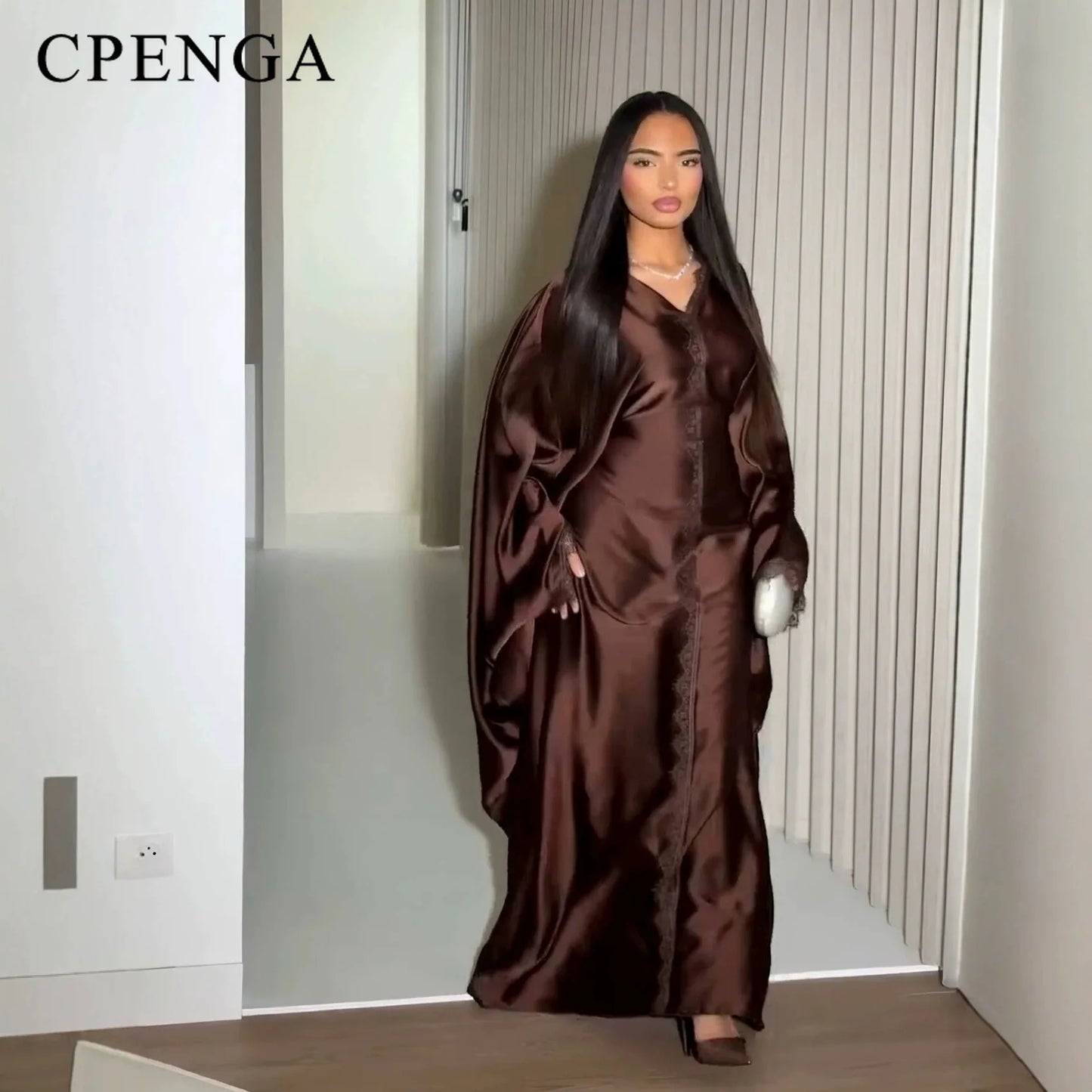 2026 New Luxury Dubai Abaya for Women V-Neck Loose Fit Long Sleeve Open Front Flowy Modest Dress Muslim Abaya with Free Shipping
