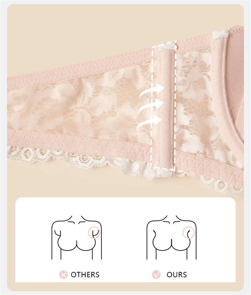 FINETOO Sexy Lace Bra Women 1/2 Cup Underwire Bras Ladies Push Up Underwear Trendy Floral Brassiere Female Comfortable Intimates