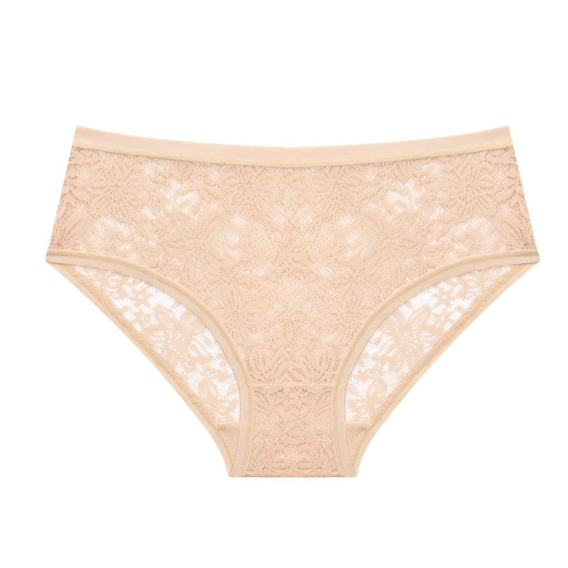 Seamless Floral Lace Brief Panties – Hollow-Out See-Through Underwear for Women (S–2XL, 6 Colors)
