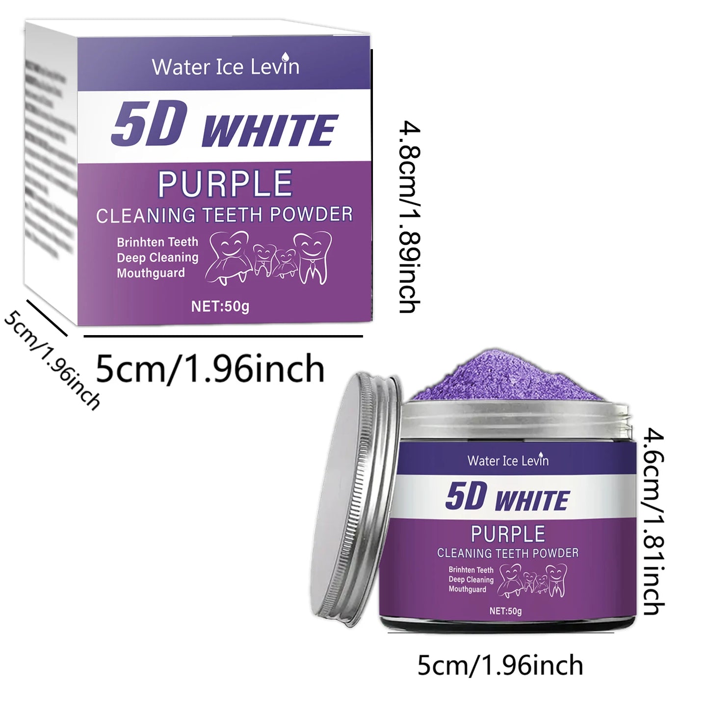 Purple Teeth Whitening Powder – Deep Cleaning, Fresh Breath & Natural Pearl Essence | 50g