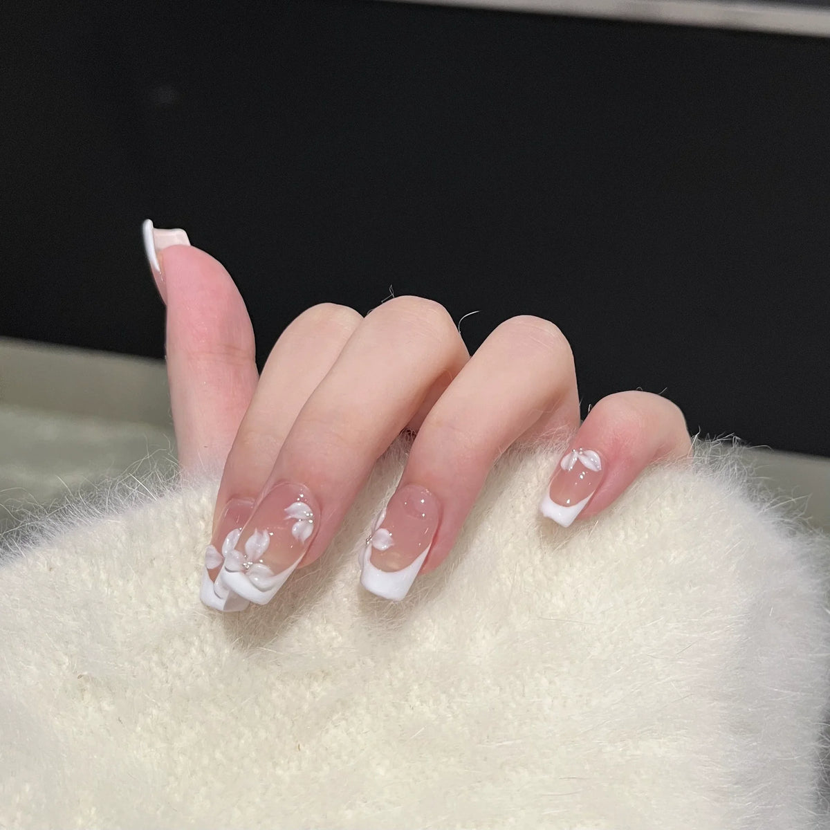 Pink Cat-Eye Press-On Nails – Medium Ballerina Bow Designs, 10 Pieces