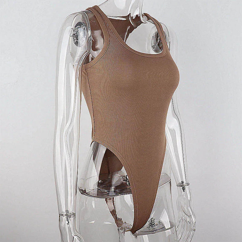 Sleeveless Knit Bodysuit – Slim Fit, High Stretch, Sexy Bodycon | Women's Clubwear & Streetwear