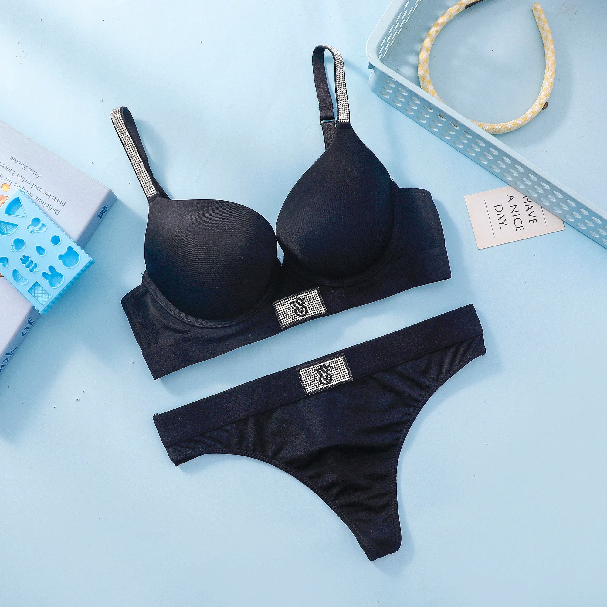 Women's Wireless Lace Bra & Panty Set – Comfortable Everyday Lingerie