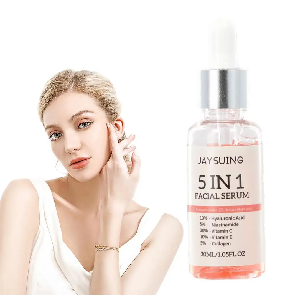 5-in-1 Vitamin C & Hyaluronic Acid Face Serum – Pore Minimizing, Brightening & Deep Moisturizing (30ml)