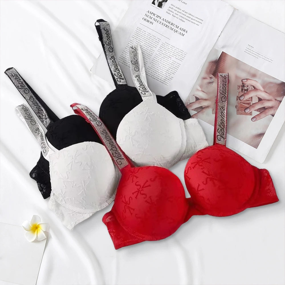 Women's Heart Pattern Lace Bralette & Panty Set – Stretchy Breathable Lingerie