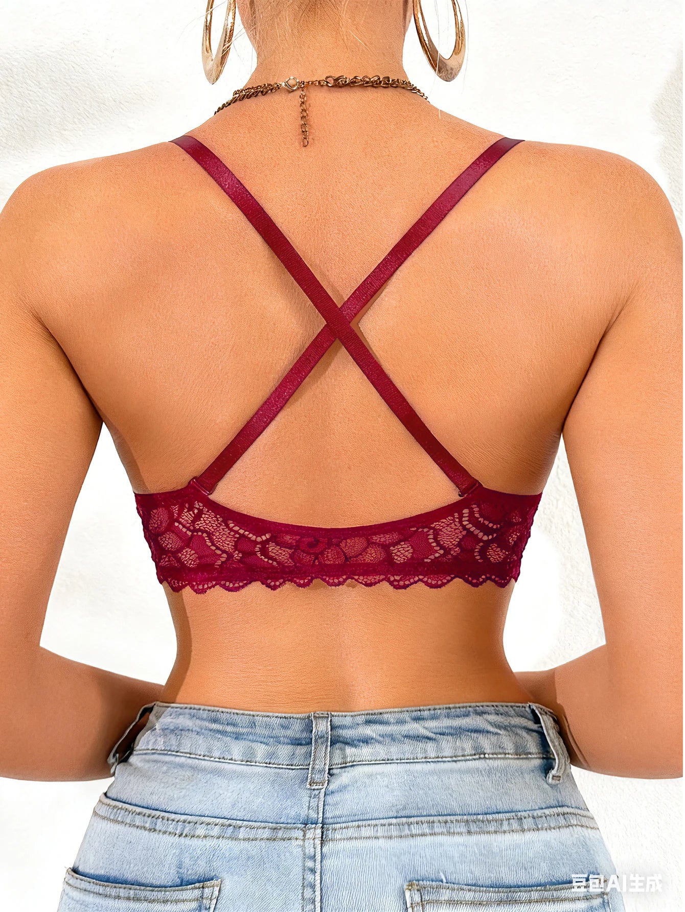Butterfly Lace Back Push-Up Bra — Front Buckle Convertible Straps | Women's Bra