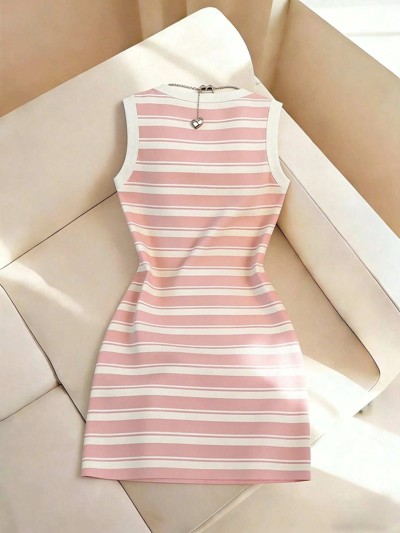 Women's Spring/Summer Casual Elegant Sleeveless Slim-Fit Round Neck Striped Print Dress