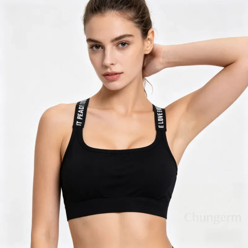 Women's Seamless Yoga Crop Top – Wire-Free, Padded, Wide Strap Activewear Tank