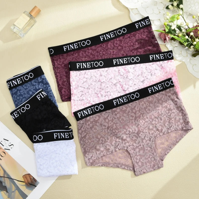 High-Waist Lace Bikini Panty – Hollow Floral Breathable Underwear for Women (S–XL, 6 Colors)
