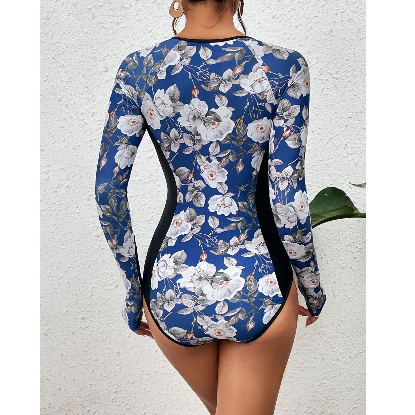 Color Block Surfing One-Piece Swimsuit — Long Sleeve Zipper | Women's Sport Swimwear
