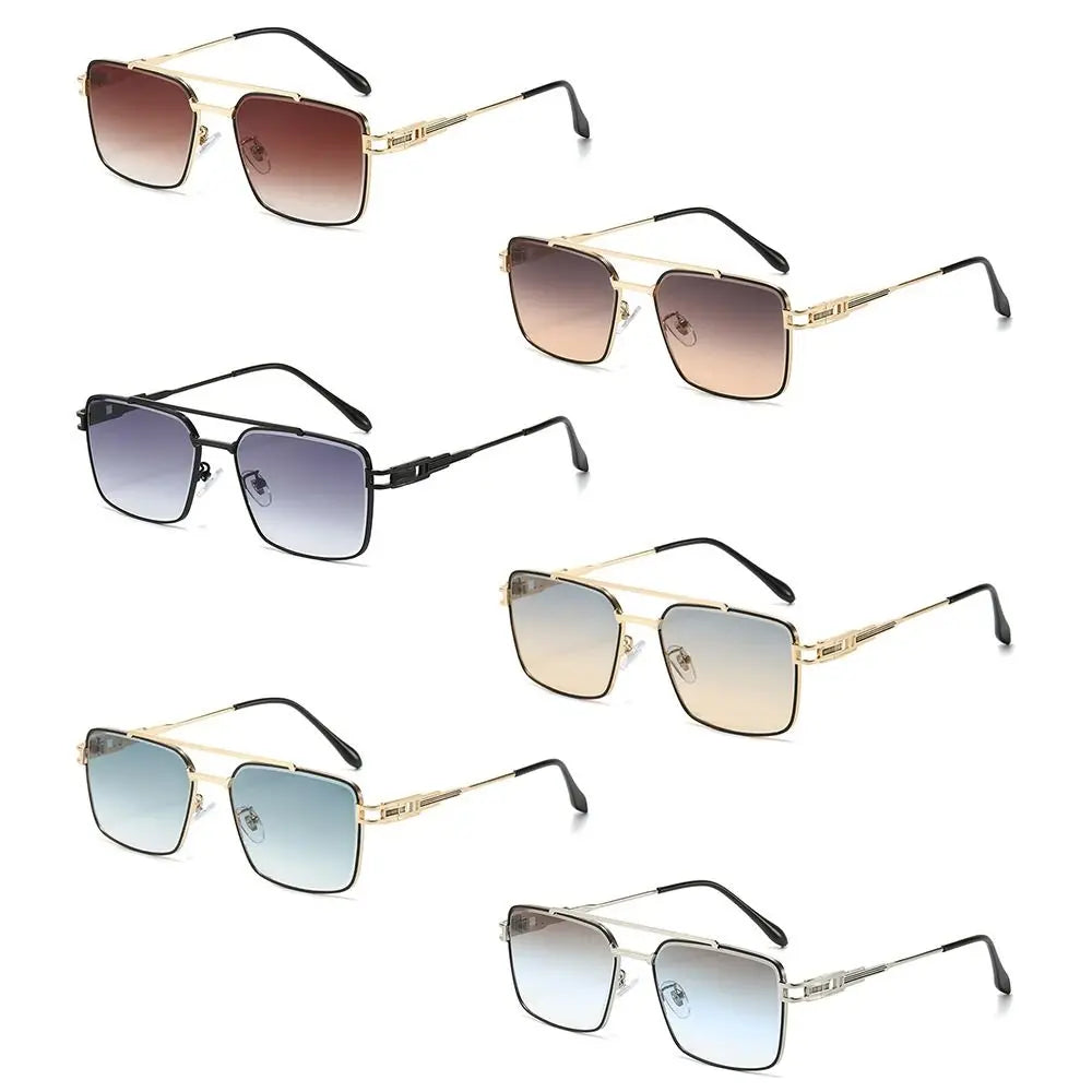 Double-Bridge Rectangle Sunglasses | Gradient Lens Options