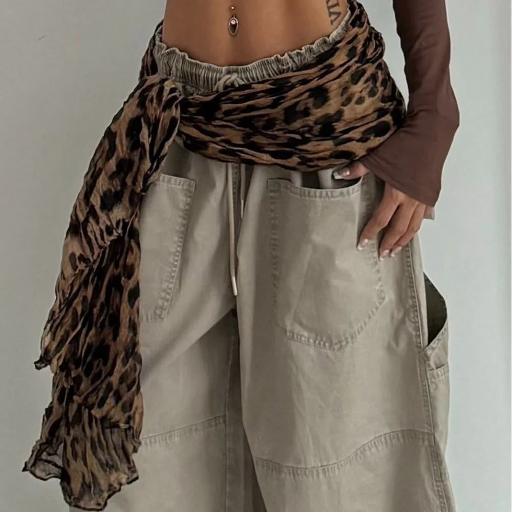 New Leopard Print Hip Scarf Bohemian Style Multifunctional Belt Accessory Vintage Waist Chain Women's Accessory