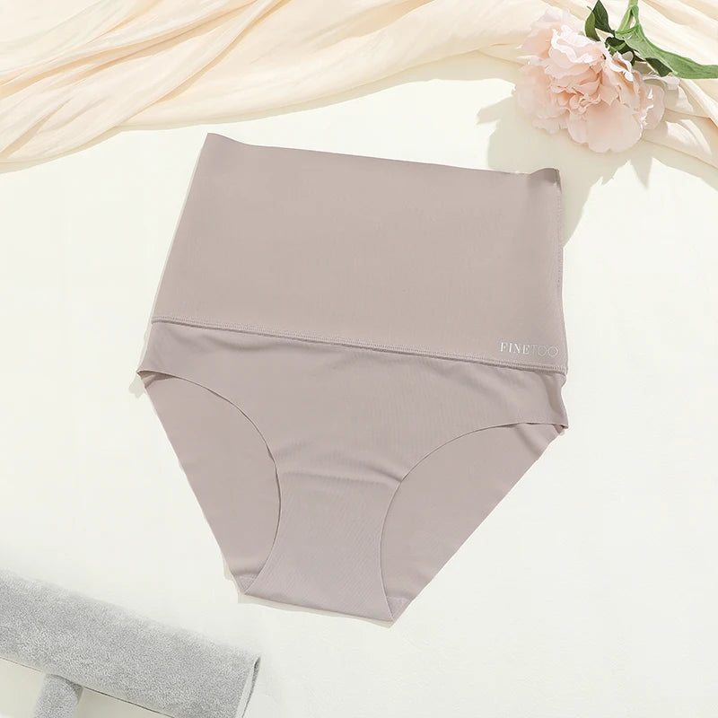 FINETOO Seamless High Waist Panties Women's Abdomen Hip Lift Briefs Body Shaping Lingerie Pants Plus Size Breathable Underwear