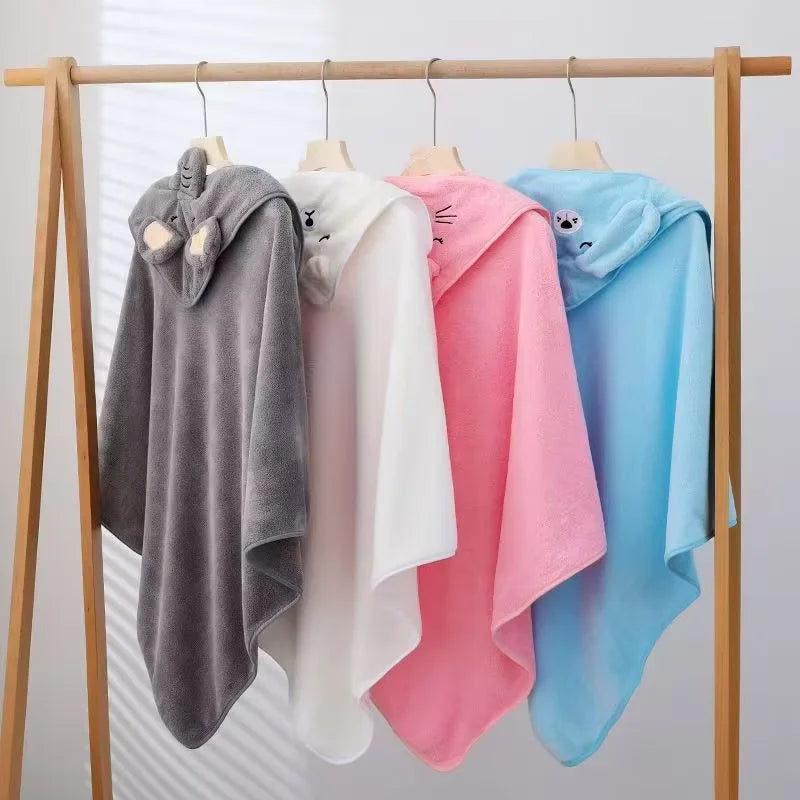 Cute Animal Baby Bath Towel – Soft, Absorbent Hooded Wrap for Newborns & Toddlers (80x80cm)