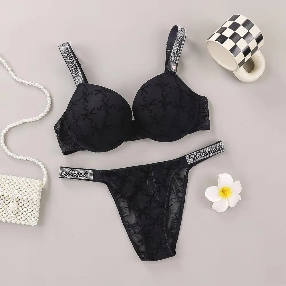 Women's Premium Padded Push-Up Bra & Panty Set – Sporty Adjustable Seamless Lingerie