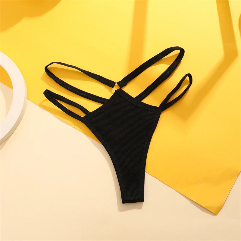 Double Strap Ring Detail Thong — Low-Rise Seamless G-String