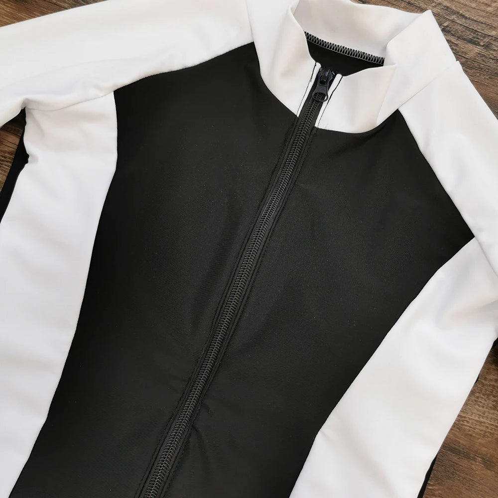 Color Block Surfing One-Piece Swimsuit — Long Sleeve Zipper | Women's Sport Swimwear