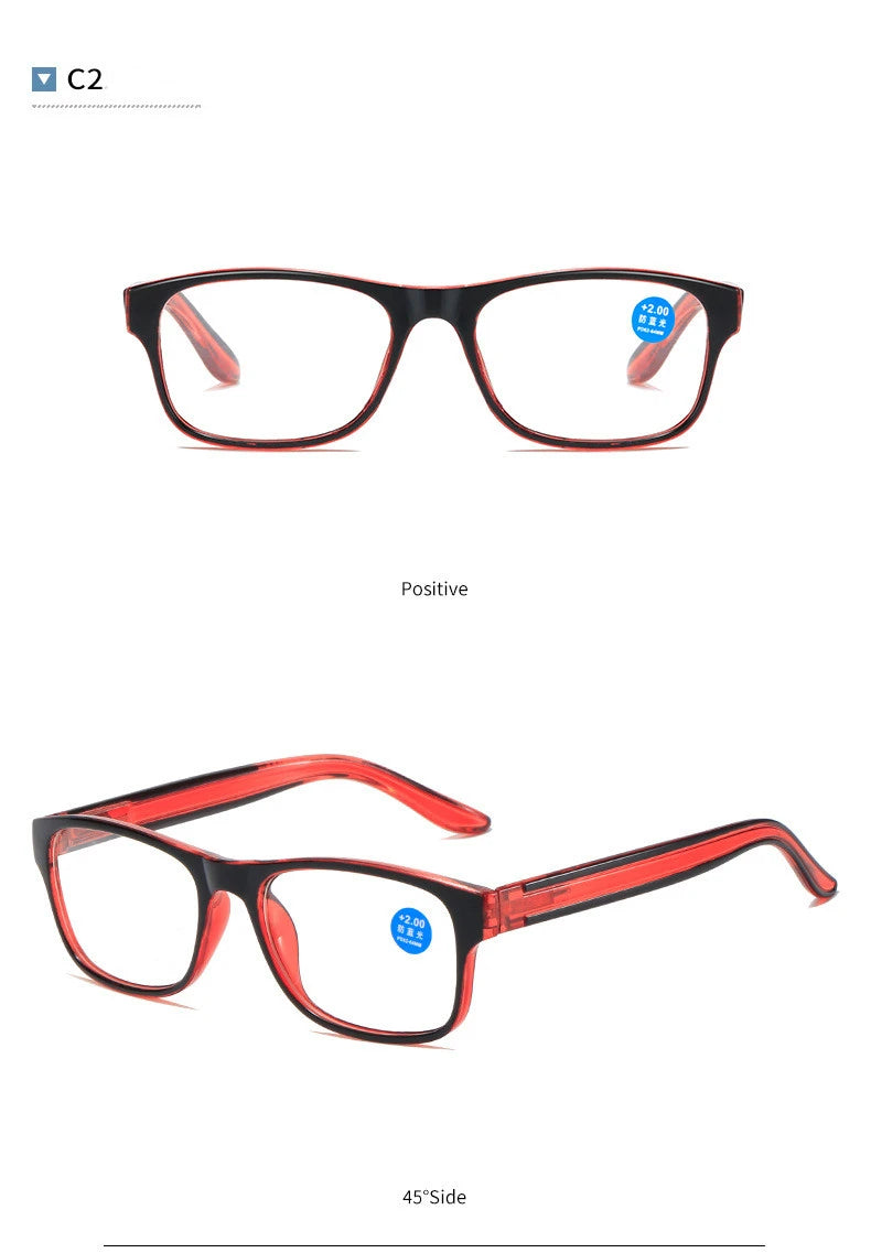 Square Reading Glasses | 4 Frame Colors, +1.00 to +4.00