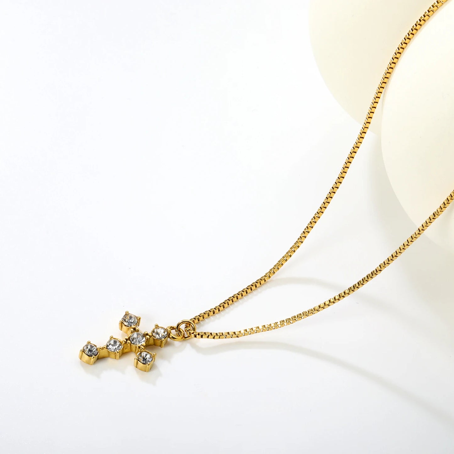Colorful Rhinestone Chain Necklace – Multicolor Zirconia 18K Gold-Plated Stainless Steel Sweater Necklace for Women