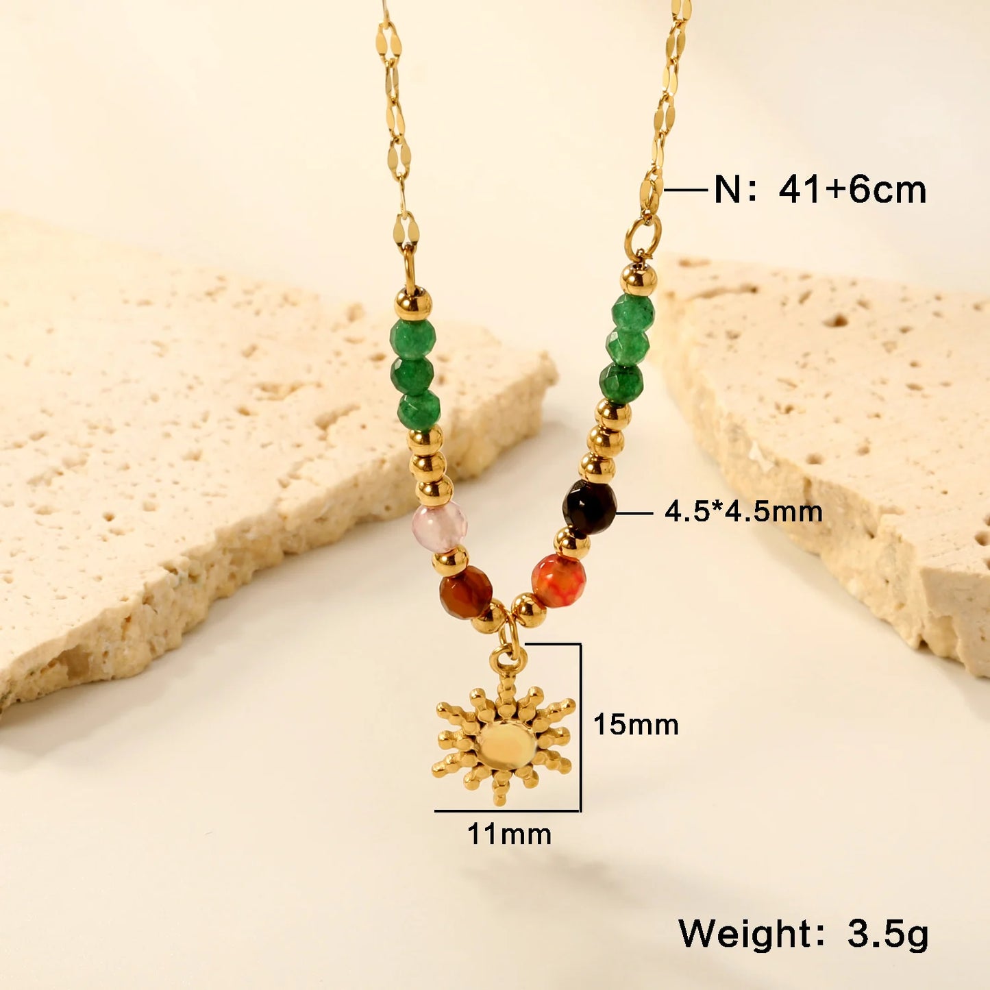 Colorful Rhinestone Chain Necklace – Multicolor Zirconia 18K Gold-Plated Stainless Steel Sweater Necklace for Women