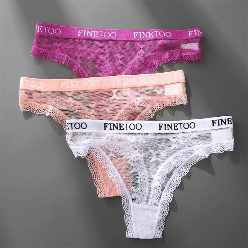Lace Sheer Thong — Logo Waistband Low-Rise G-String