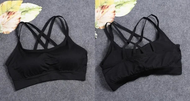 Women's Seamless Yoga Crop Top – Wire-Free, Padded, Wide Strap Activewear Tank