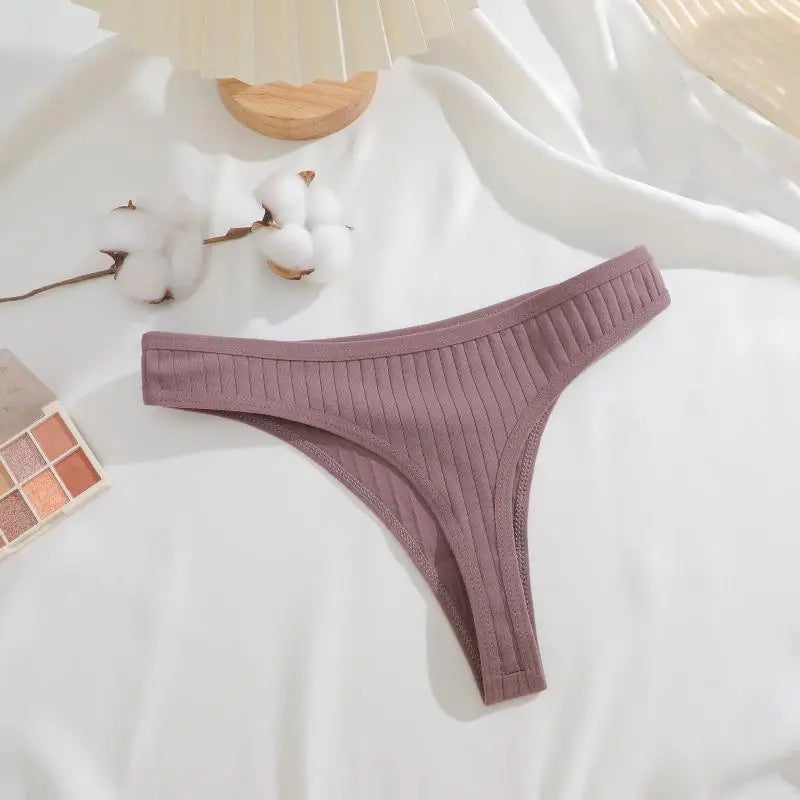 7Pcs/Set Cotton Thread Thongs Underwear Seamless Breathable Bikini T-Back G-Strings Panties Female Low Waist Sexy Lingerie S-XL