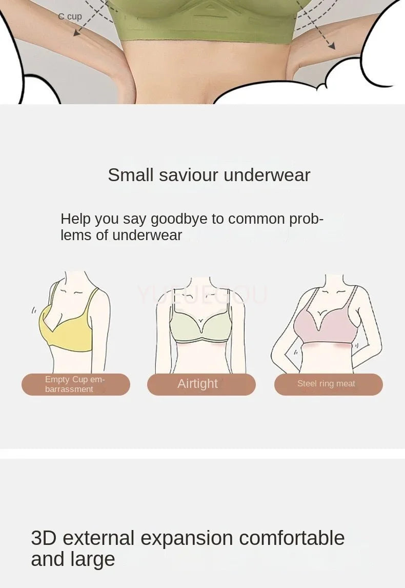 Women's Thickened Push Up Bra for Small Chest | Wireless Seamless Invisible Lift Bra (32–38, A–B Cup)