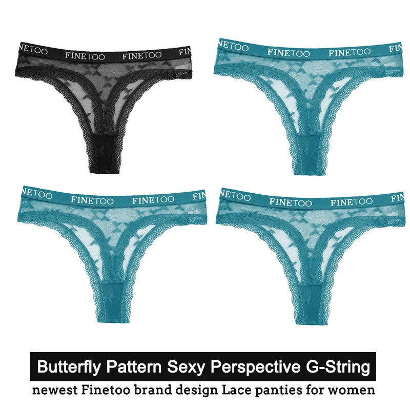 Women's Floral Lace G-String Thongs – 4-Piece Set | Butterfly T-Back Sexy Underwear (S–XL)
