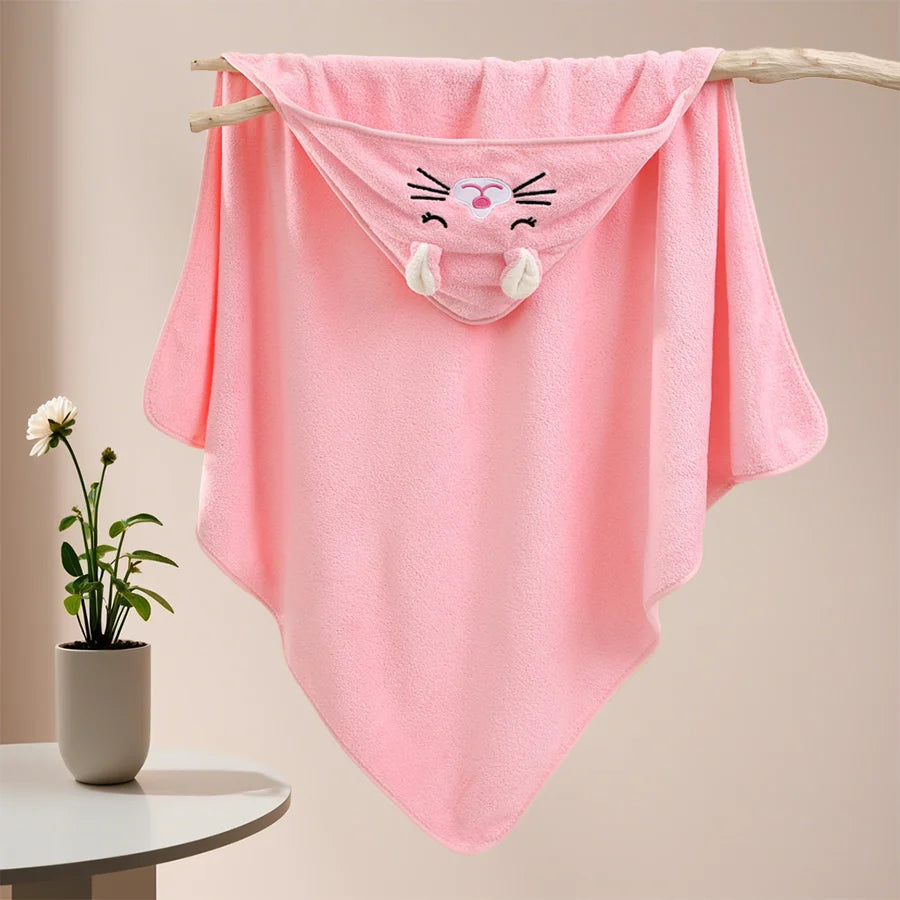 Cute Animal Baby Bath Towel – Soft, Absorbent Hooded Wrap for Newborns & Toddlers (80x80cm)
