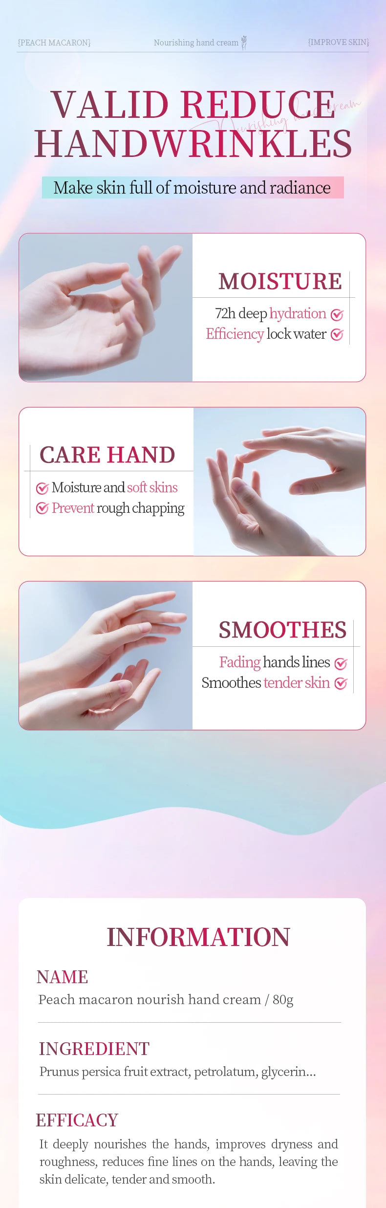 BIOAQUA Moisturizing Hand Cream – 80g, Four Scent Options