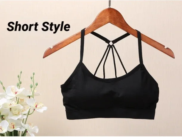 Women's Seamless Yoga Crop Top – Wire-Free, Padded, Wide Strap Activewear Tank