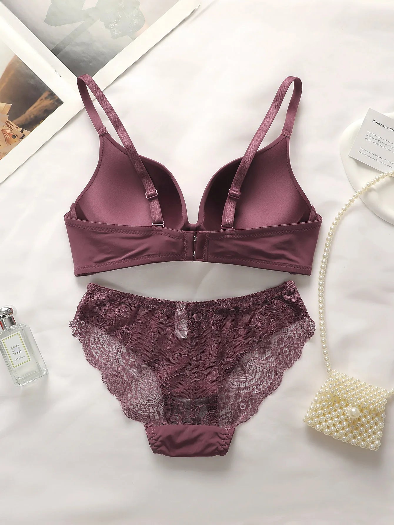 Leopard Print Wire-Free Bra & Bikini Brief Set — Lace Trim 3/4 Cup | Women's Sexy Lingerie