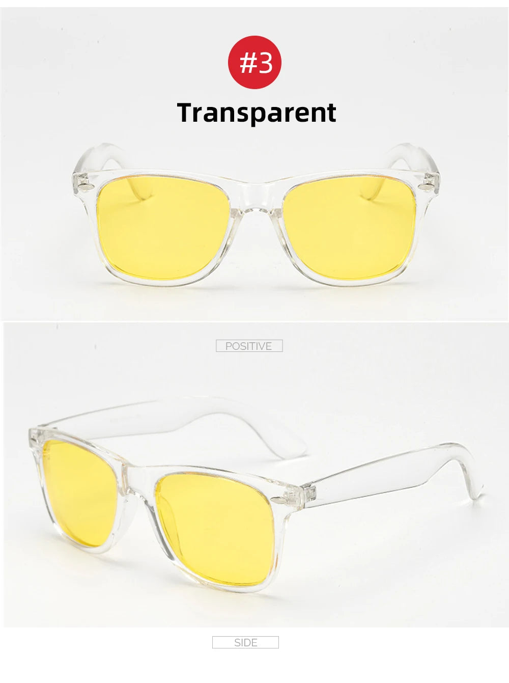 Square Yellow-Tinted Glasses | 3 Frame Finishes