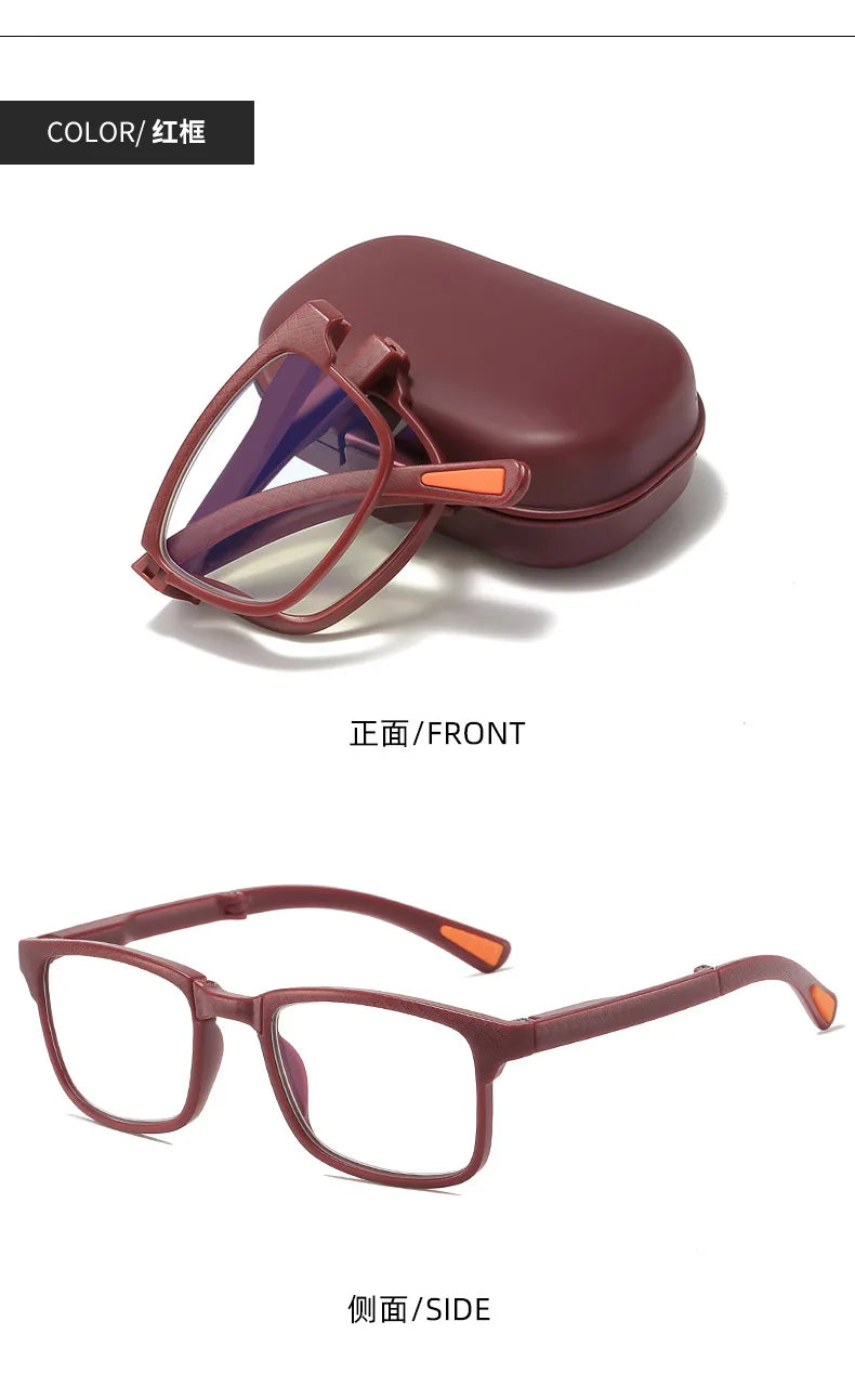 Folding Square Reading Glasses | Optional Case | +1.00 to +4.00